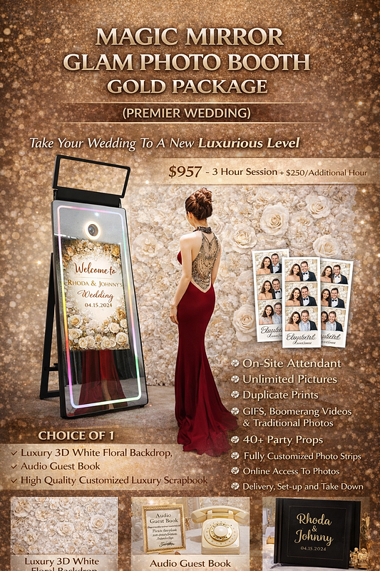 MAGIC MIRROR GLAM PHOTO BOOTH GOLD PACKAGE 
