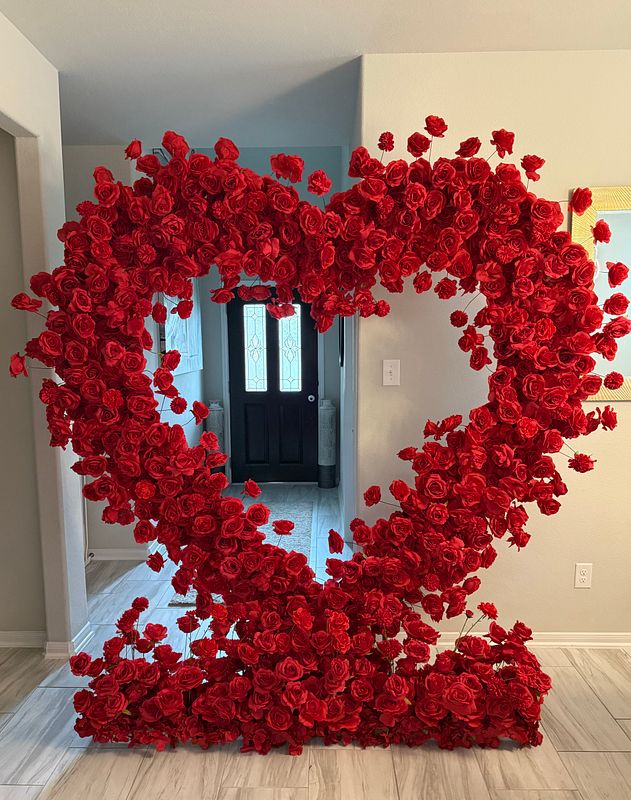 3D RED FLOWER HEART