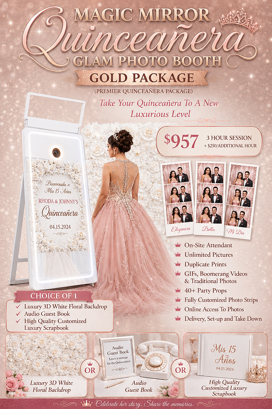 MAGIC MIRROR GLAM PHOTO BOOTH QUINCEANERA PACKAGE