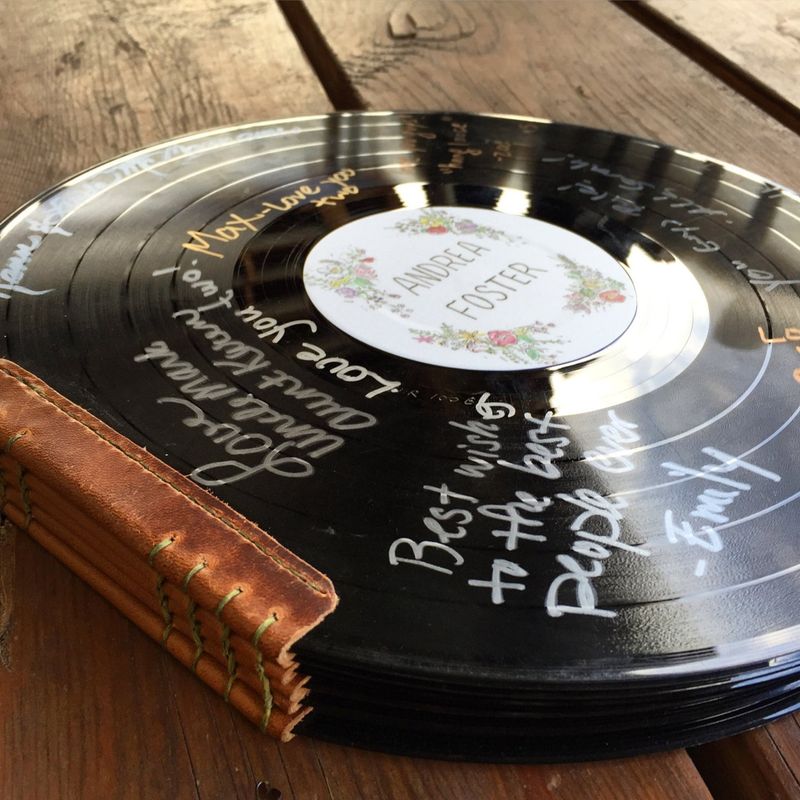 Medium Guest Book Memorabilia - Binded Record guest book with leather spine!