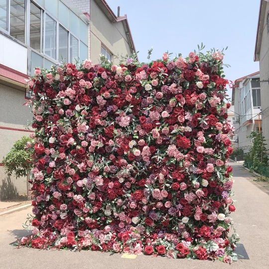 Red & Blush Pink Rose Flower Wall