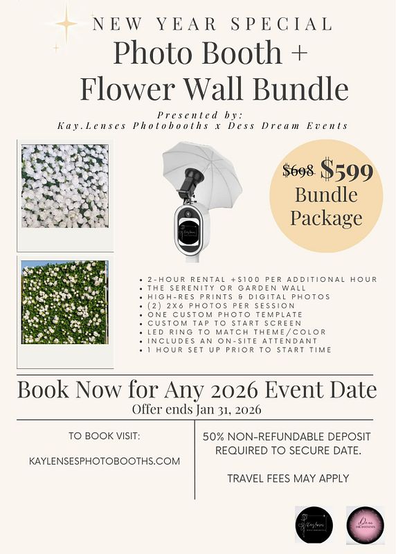 Photo Booth & Flower Wall Bundle w/ DessDreamEvents